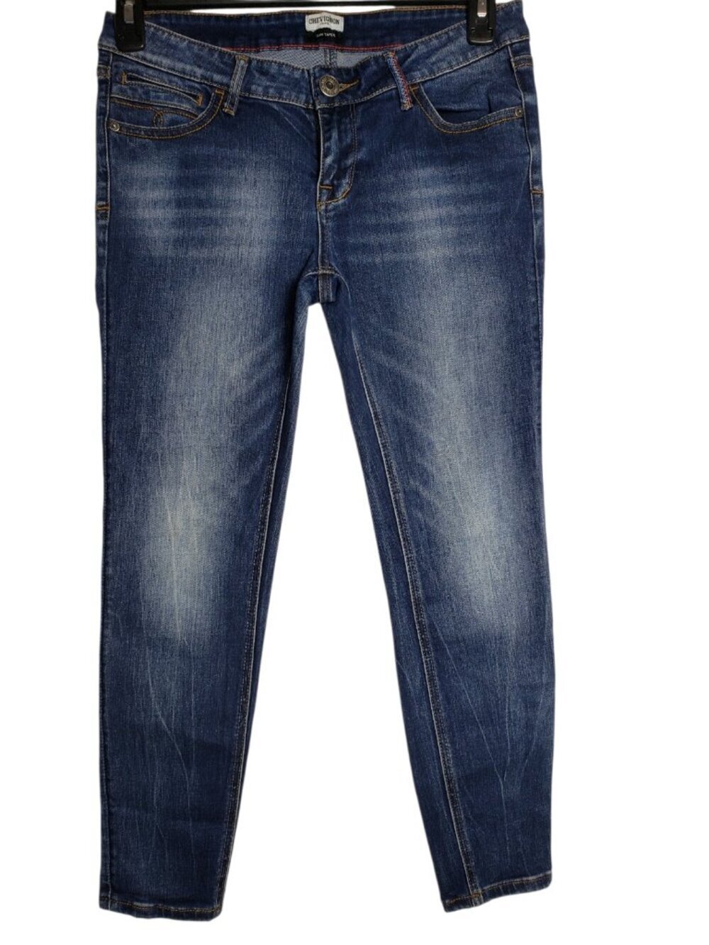 Chevignon Slim Taper Denim Jeans Womens Classic Fit With Faded Wash Blue Size 28